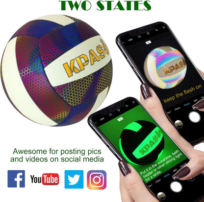 Volleyballs, Holographic Glowing Volleyball Official Size 5, Indoor Outdoor Beach Volleyball Ball for Men Women