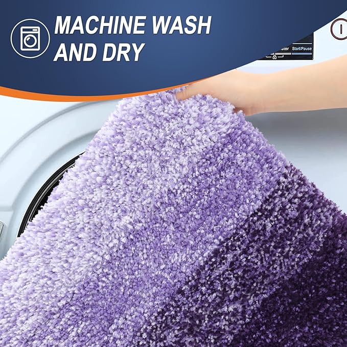 OLANLY Bathroom Runner Rugs Mat 47x17, Extra Soft Absorbent Microfiber Bath Rugs, Rubber Backing, Quick Dry, Washable Long Bath Mats for Bathroom Floor, Tub and Shower, Home Decor Accessories, Violet