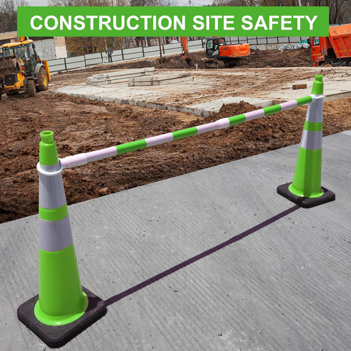 OrangeStar 36" Traffic Cones 8-Pack, Green Safety Cones with Reflective Collars, Heavy Weighted Base for Construction, Parking Lot, Road Work, Flexible PVC, Indoor & Outdoor Use