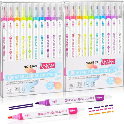 Zhehao 20 Pcs Erasable Highlighters Set, 10 Assorted Pastel Colors