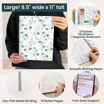 bloom daily planners 2026-2027 Planner (8.5” x 11") 13 Month Academic Organizer (July 2026 - July 2027) - Weekly & Monthly Agenda Book with Stickers & Tabs - Boho Greenery