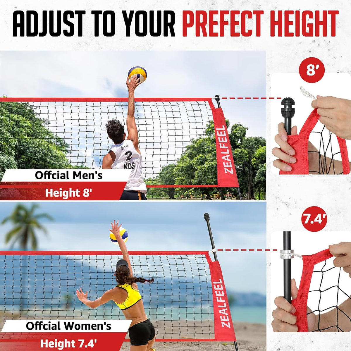 Volleyball Net, 12ft/20ft Training Set Height Adjustable, Portable Freestanding Practice for Hitting or Serving Drills, Pop up With Carry Bag for Backyard or Outdoor
