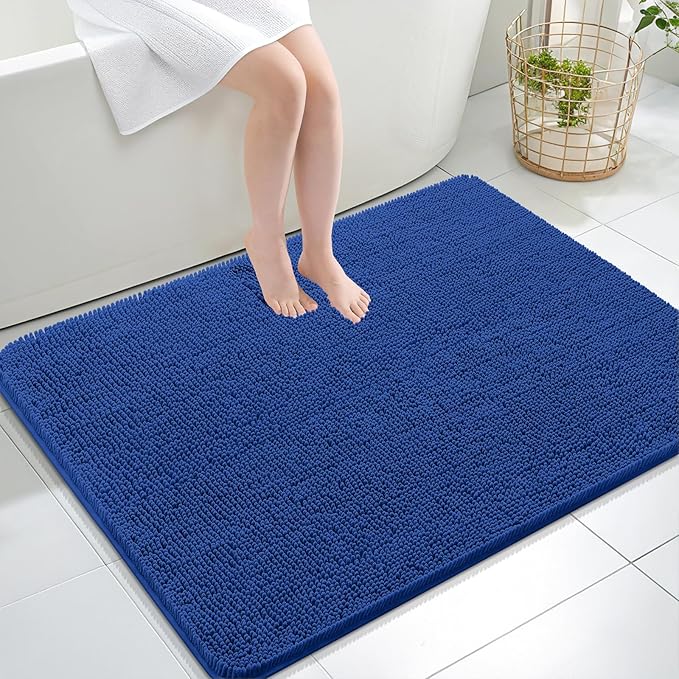 OLANLY Large Bathroom Rugs 40x32, Extra Soft Absorbent Chenille Bath Rugs, Rubber Backing Quick Dry, Machine Washable Bath Mats for Bathroom Floor, Tub and Shower, Home Decor Accessories, Royal Blue