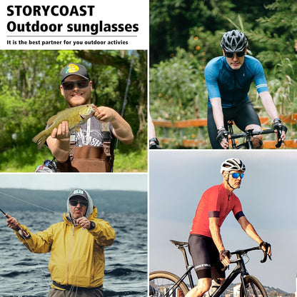 STORYCOAST Polarized Sports Sunglasses for Men Women Unbreakable Frame Cycling Fishing Driving