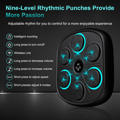 2025 New Model Smart Music Boxing Machine for Adults and Kids, Training Machine with LED Electronic Wall Mounted, Home Indoor Workout Equipment with Premium Boxing Gloves