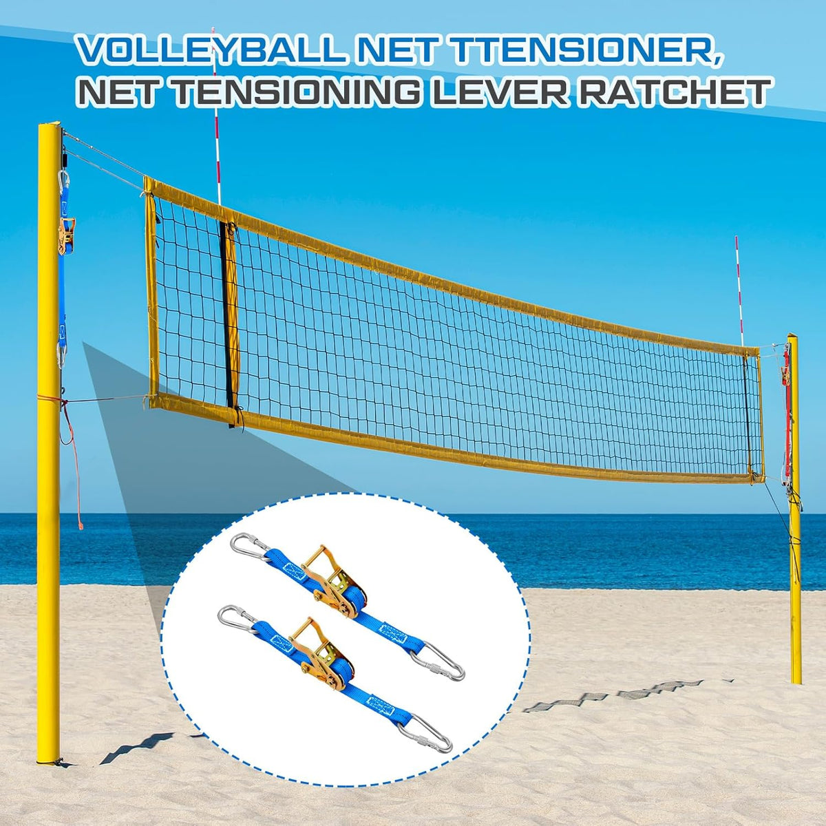 2 Pcs Volleyball Net Ratchet Strap Heavy Duty Net Tensioning Lever Ratchet Volleyball Poles Rope Tightener
