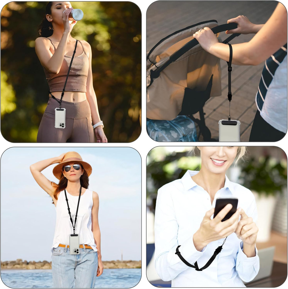 Cell Phone Strap Adjustable Wrist Strap Crossbody Cellphone Holder Extra Long Phone Lanyard Wrist Lanyard (Black)