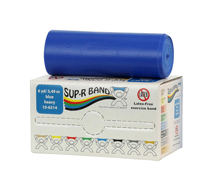 CanDo Sup-R Band Latex Free Exercise Band, 6 Yard Roll, Blue, Level 4, Heavy Resistance