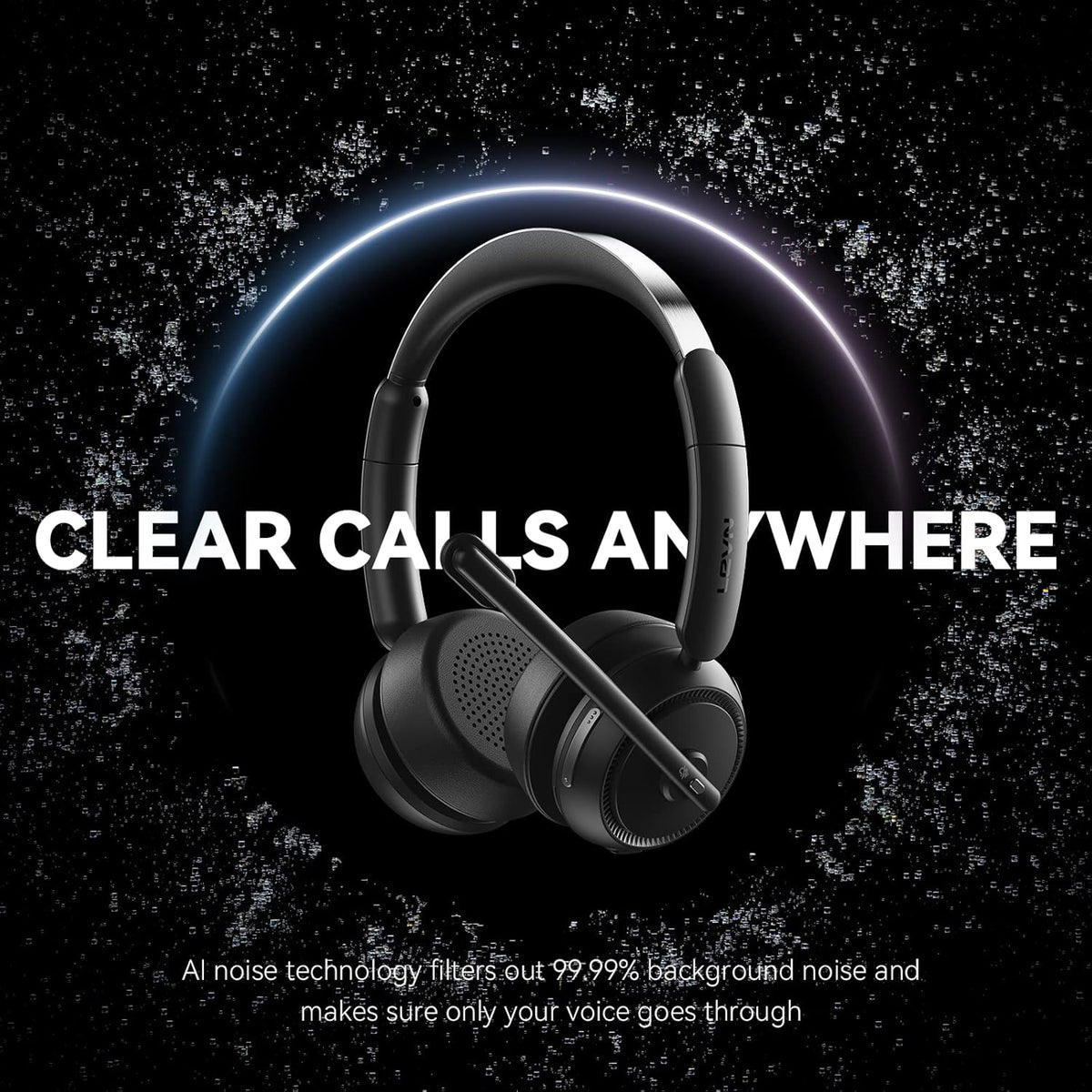 Wireless Headset with Mic for Work, Bluetooth Headset with Microphone (Noise Cancelling & Mute Button), Wireless Headphones with Mic for Work from Home/Office/PC/Call Center/Computer/Laptop/Teams/Zoom