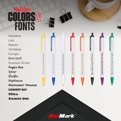 RevMark Personalized Ballpoint Pen, Custom Printed Name, Business or Event Information, Timeless Advertising, USA Made Pens, Promotional Marketing, Smooth Black Ink, Bulk Pack (Blue,1000 Ct.)