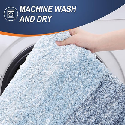 OLANLY Bathroom Runner Rugs Mat 44x24, Extra Soft Absorbent Microfiber Bath Rugs, Rubber Backing, Quick Dry, Washable Long Bath Mats for Bathroom Floor, Tub and Shower, Home Decor Accessories, Blue