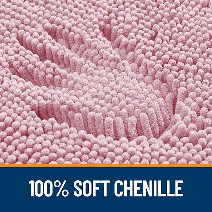 OLANLY Large Bathroom Rugs 47x32, Extra Soft Absorbent Chenille Bath Rugs, Rubber Backing Quick Dry, Machine Washable Bath Mats for Bathroom Floor, Tub and Shower, Home Decor Accessories, Dusty Rose