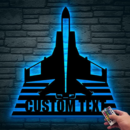 Personalized Fighter Aircraft Metal Wall Art LED Light, Custom Aviation Signs With LED Lights, Fighter Pilot Gift, Outdoor Decor, Wall Hanging, Home Decor, Birthday Xmas Gift