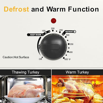 RoyalCraft 22-Quart Electric Roaster Oven with Visible Self-Basting Lid, Turkey Roaster Oven with Removable Pan and Rack, Perfect for Large Meals and Holiday Feasts, White