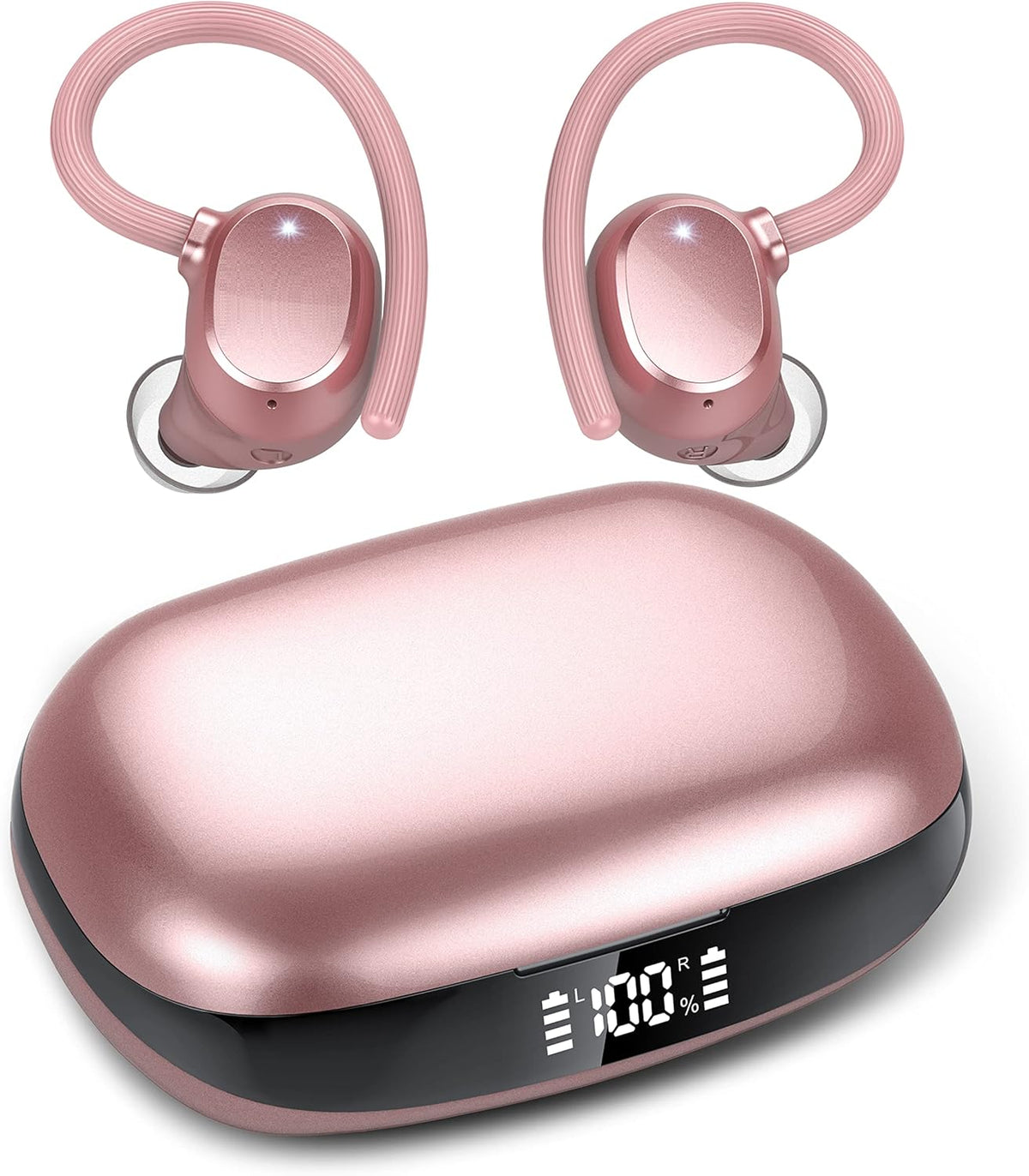 Wireless Earbuds, HiFi Stereo Sport Bluetooth 5.3 Headphones with Earhooks, 48H Deep Bass Headphones with LED Display, Noise Cancelling, IP7 Waterproof Earphones Built-in Mic for Running