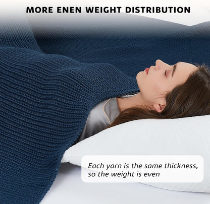 L'AGRATY Knitted Weighted Blanket - 50"x60" 7lbs Cooling Chunky Knit Heavy Blanket for Adults Braided Crochet Throw Thick Cable Yarn Knit Decorative No Beads Evenly Weighted Machine Washable