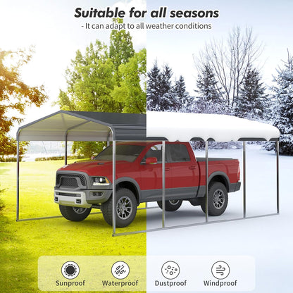 Carport Canopy 12x20 FT Heavy Duty Metal Carport Kit – Outdoor Portable Garage Tent Shelter for Car, RV, Boat – Steel Frame Car Port Shed – All Weather Storage Canopy Cover
