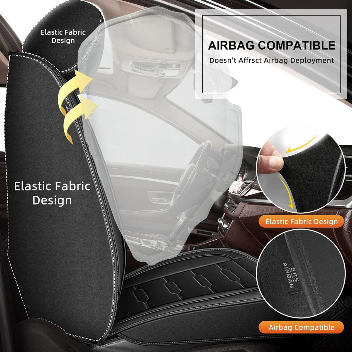 Seat Covers Fit for Honda Ridgeline 2006-2024 2025: Crew Cab 5 Seats Car Seat Covers Faux Leather Truck Pickup Seat Cushion Protector - Front Seats Without Armrests(Full Set, Blackline)
