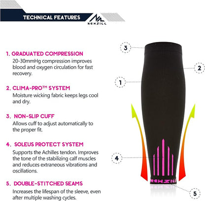 NEWZILL Compression Calf Sleeves (20-30mmHg) for Men & Women Perfect Option to Compression Socks for Running Travel Nursing