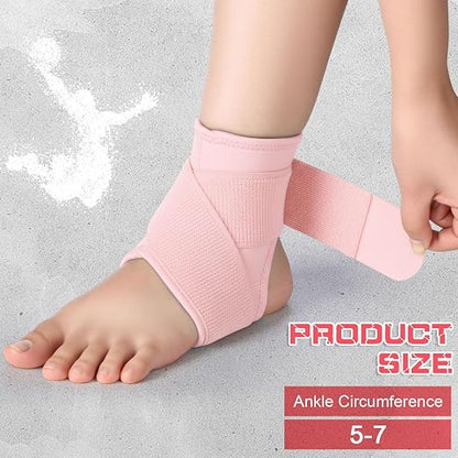 Honoson 2 Pcs Ankle Brace Kid Ankle Support Youth Neoprene Lace up Compression Sleeve Foot Brace Stabilizer with Adjustable Strap for Sport Sprained Plantar Fasciitis Achilles Tendonitis(Pink,M)
