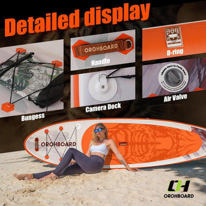 10’6/11’6 Inflatable Stand Up Paddle Board with Premium Paddleboards Accessories, Wide Stable Designed SUP Paddleboard for Adults & Youth.
