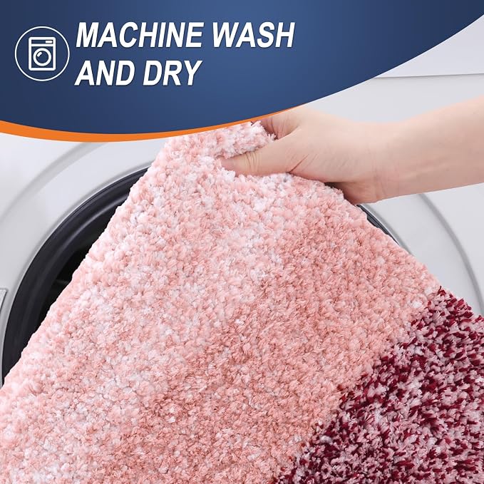 OLANLY Large Bathroom Rugs Mat 44x32, Extra Soft Absorbent Microfiber Bath Rugs, Rubber Backing, Quick Dry, Machine Washable Bath Mats for Bathroom Floor, Tub and Shower, Home Decor Accessories, Red