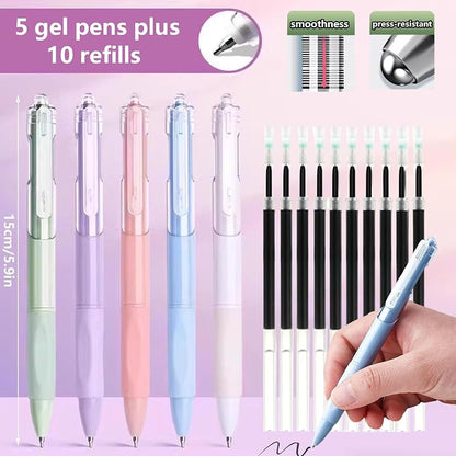 56 PCS Aesthetic School Supplies with Large Pencil Case, 24 Double Brush Marker Pens, 5 Black Ink Gel Pens, 6 Macaron Pencils, 4 Sharpeners, Sticky Notes, Ruler, Erasers, Stationery Gift