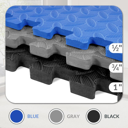 Puzzle Exercise Gym Flooring Mat, 3/4" Thick High-Density EVA Interlocking Tiles, Workout Mat for Home Gym, Fitness Equipment, MMA, Gymnastics, 24-Piece Shock-Absorbing Exercise Mat (96 Sq Ft)