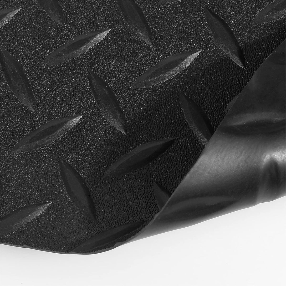 Boshen 5Ft x 12Ft Rubber Flooring Mats 1.6mm Diamond Plate Flooring Roll 60sqft Rubber Trailer Garage Floor Mats Non-Slip Floor Protector Mat for Garage Warehouse Gym Basement-Black