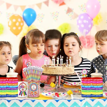 296 Pcs Birthday Pencils Set: 48 Happy Birthday Pencils, 48 Wristbands, 200 Badge Stickers for Teacher, Classroom, Party Supply