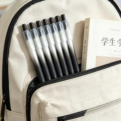 Fengtaiyuan Retractable Gel Pens, 0.5mm Bullet Point Fast Drying Black Ink, Frosted Gradient Triangular Ergonomic Barrel Writing Pens for School Exam Office Note Taking [Pack of 6]