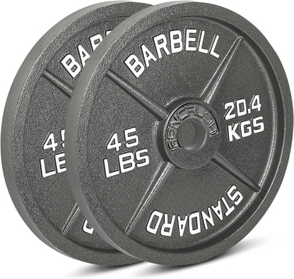 Cast Iron Olympic Weight Plates – Free Weights with 2-inch Hole & Anti-Rust Hammertone Finish - Ideal for Strength Training, Crossfit Equipment & Home Gym Set – Sold in Pairs - 2.5LB–45LB