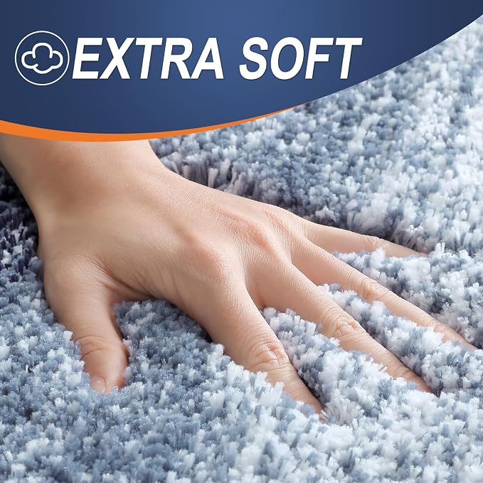 OLANLY Bathroom Runner Rugs Mat 44x24, Extra Soft Absorbent Microfiber Bath Rugs, Rubber Backing, Quick Dry, Washable Long Bath Mats for Bathroom, Tub and Shower, Home Decor Accessories, Airy Blue