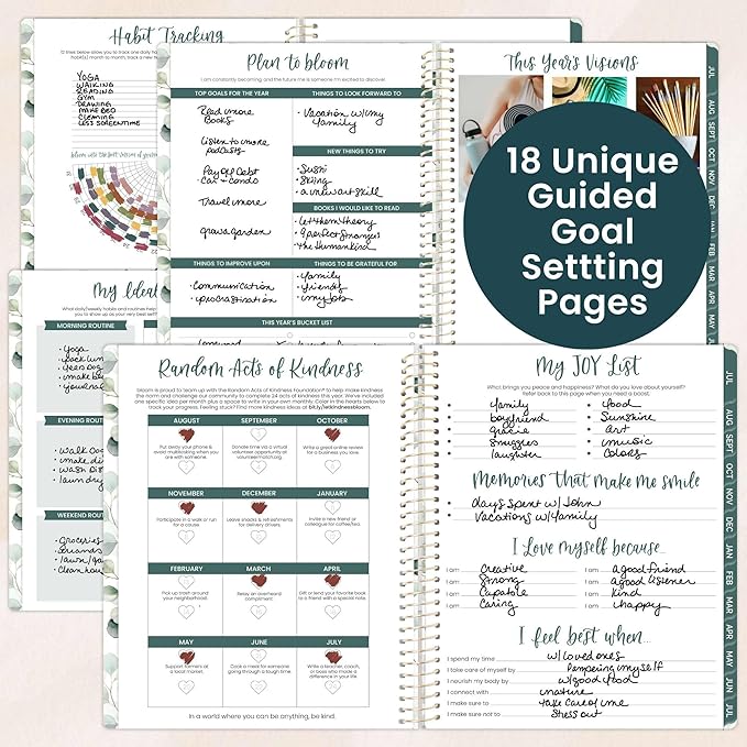 bloom daily planners 2026-2027 Planner (8.5” x 11") 13 Month Academic Organizer (July 2026 - July 2027) - Weekly & Monthly Agenda Book with Stickers & Tabs - Boho Greenery