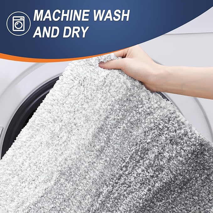 OLANLY Large Bathroom Rugs Mat 45x27, Extra Soft Absorbent Microfiber Bath Rugs, Rubber Backing, Quick Dry, Washable Bath Mats for Bathroom Floor, Tub and Shower, Home Decor Accessories, Light Grey