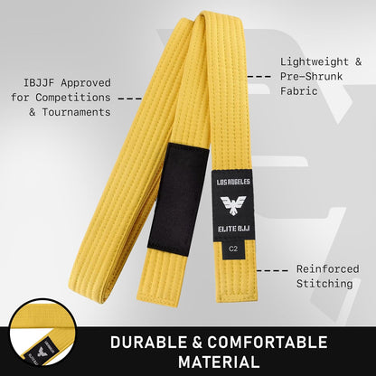 Elite Sports Kids Brazilian Jiu Jitsu Belts Preshurunk Martial Arts Youth BJJ Belts for Girls & Boys with BJJ Ranking Stripes