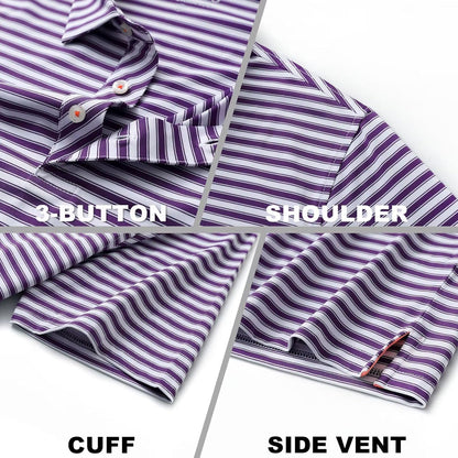 M MAELREG Golf Shirts for Men Short Sleeve Dry Fit Casual Striped Performance Moisture Wicking Collared Mens Polo Shirts