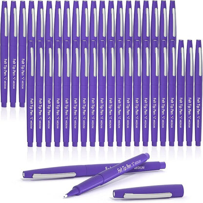 Lelix Felt Tip Pens, 40 Purple Pens, 0.7mm Medium Point, Felt Tip Markers Pens for Journaling, Writing, Note Taking, Planner, Perfect for Art Office and School Supplies