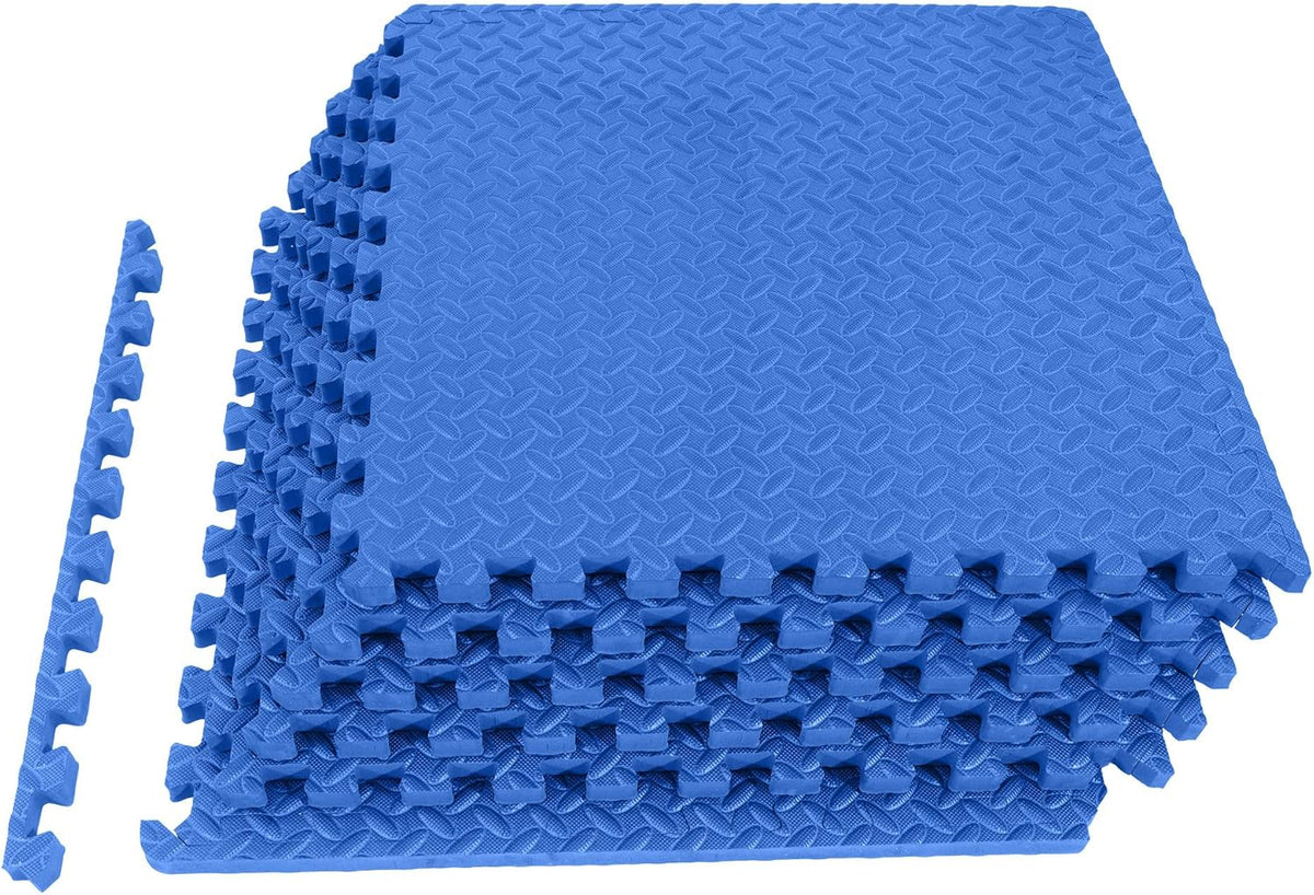 Puzzle Exercise Gym Flooring Mat, 1" Thick High-Density EVA Interlocking Tiles Workout Mat for Home Gym, Fitness Equipment, MMA, Gymnastics, 6-Piece Shock-Absorbing Exercise Mat (24 Sq Ft)