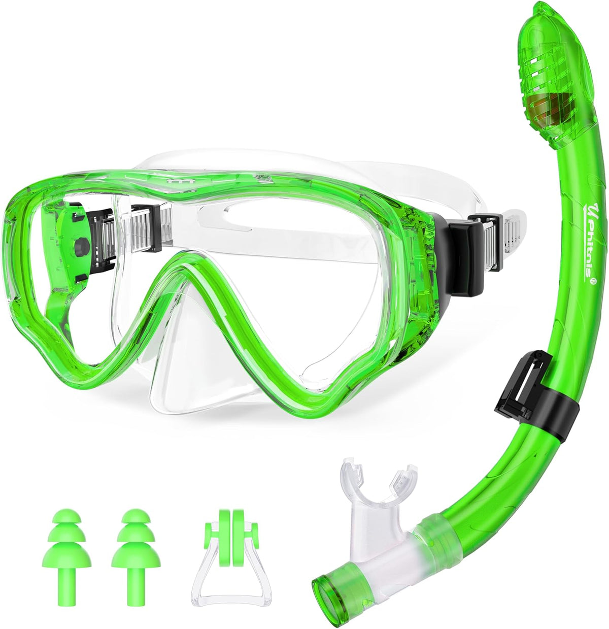 U PHITNIS Kids Snorkel Set for Age 4-14 - Dry Top Snorkeling Gear for Kids Junior & Youth - Childs Diving Mask with Big Eyes for Boys Girls - Anti-Fog Snorkeling Mask and Snorkel Set