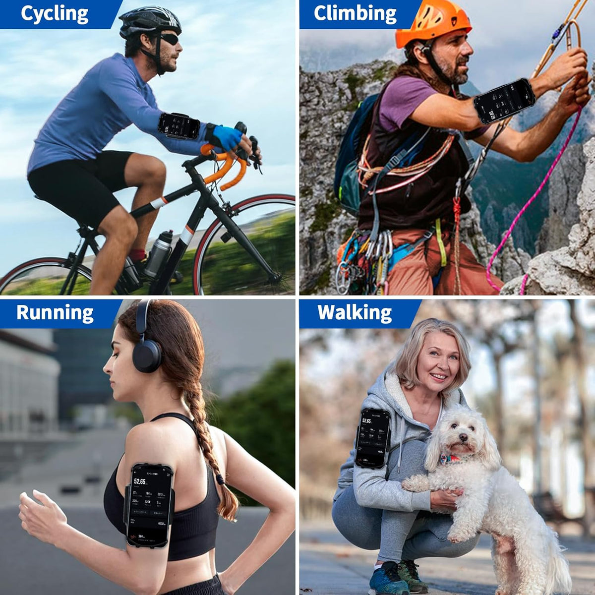 Wristband Phone Holder for Running, 360°Rotation & Detachable Sports Armband with Key Holder for iPhone 16/15/14/13/12/11/Pro/XS/XR/X/8/7/6/Plus, for Samsung Galaxy, Fits 4''-6.5''Phone