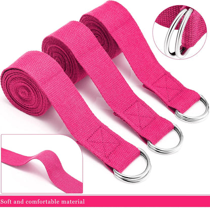 Leyndo 24 Pieces Yoga Strap Stretching Pilates Exercise Adjustable Straps 6 ft Non Elastic Yoga Belt with Adjustable D Ring Buckle for Pilates Gym Workouts Fitness