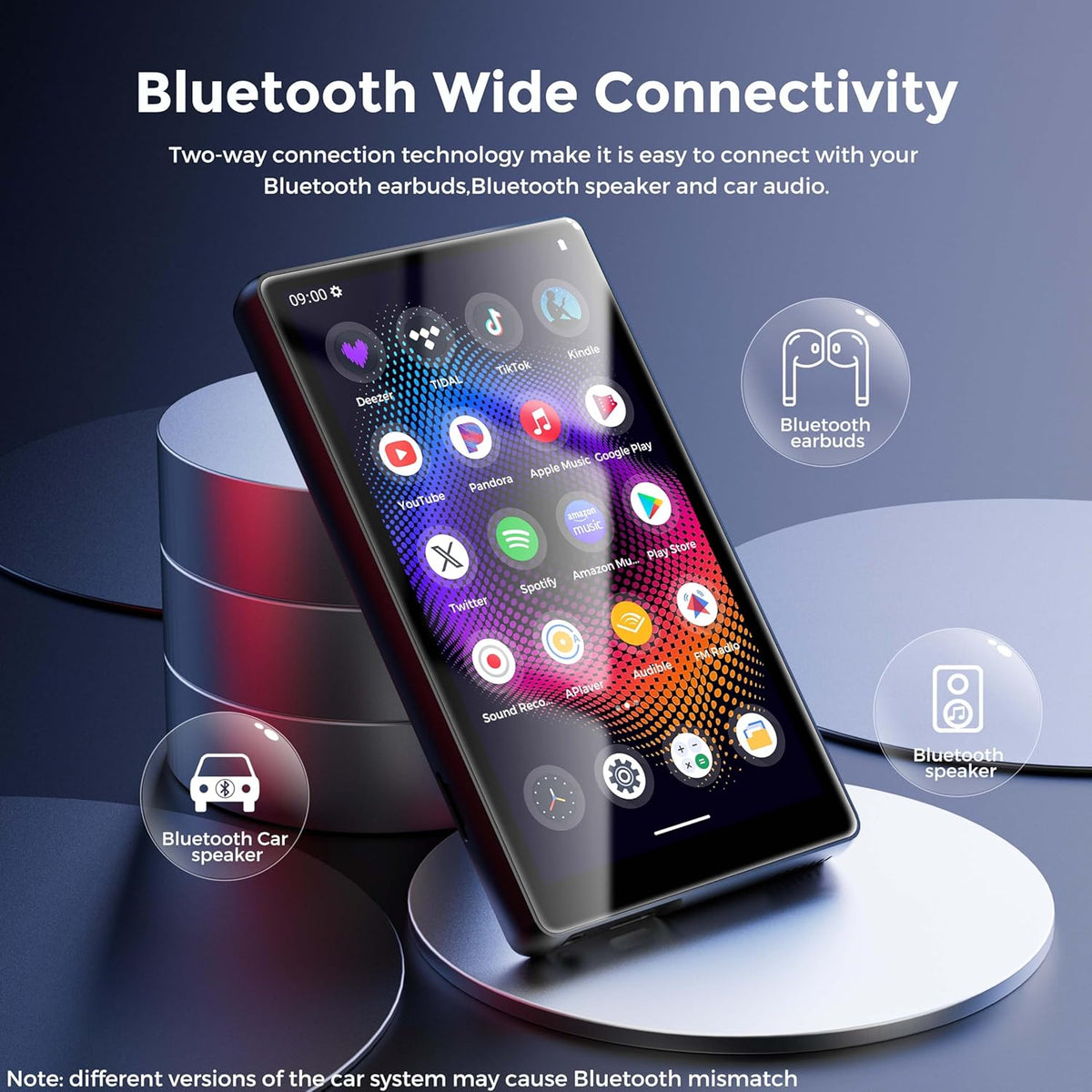 128GB MP3 Player with Bluetooth and WiFi，Music Video Player with Spotify Pandora,Amazon Music, 5" Touch Screen Android MP4 MP3 Player for Kids with Audible, YouTube, Spotify Kids,up to 256GB(Black)
