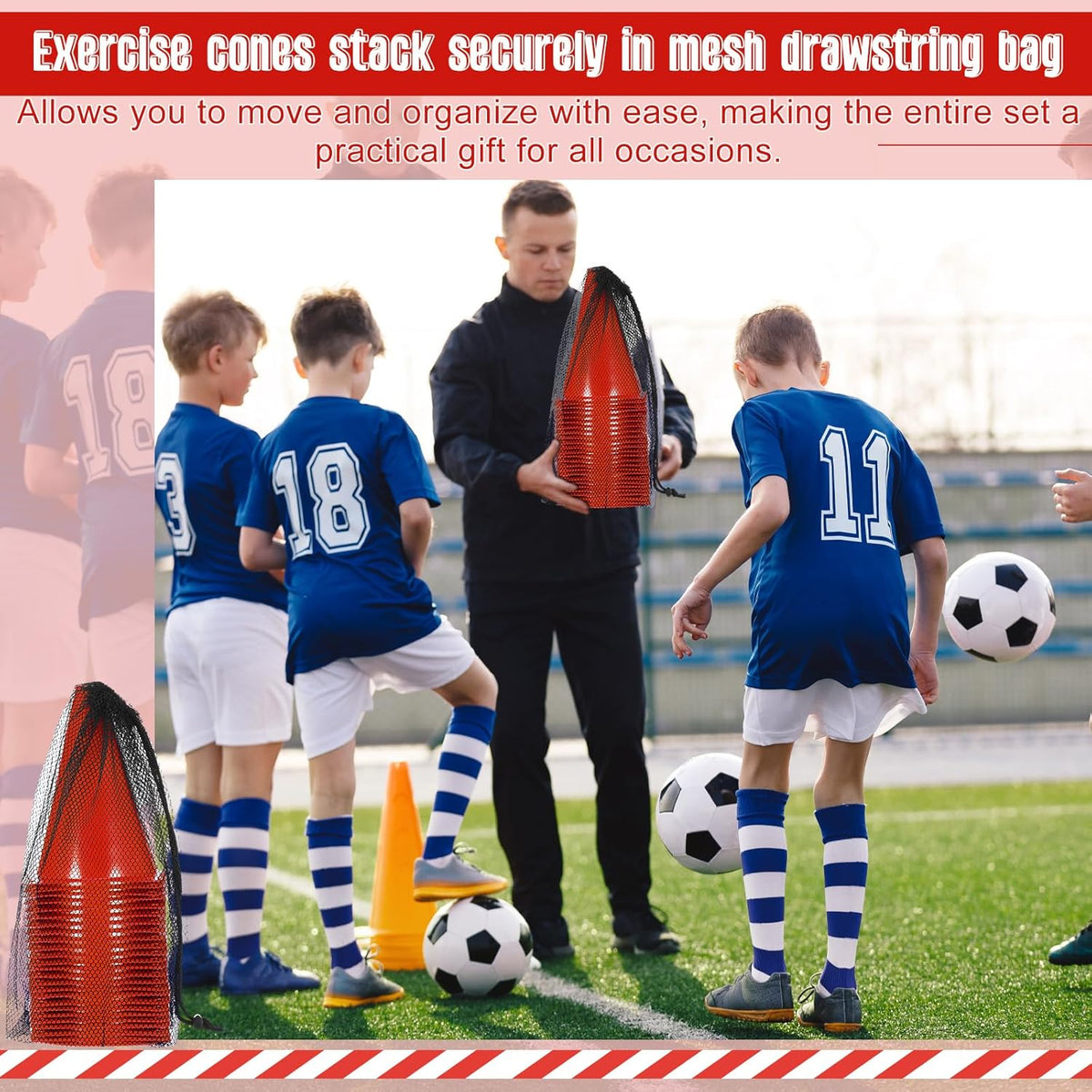 Syhood 30 Pack 7 Inch Plastic Traffic Cones Sports Training Agility Marker Mini Cones for Soccer, Skating, Football, Basketball, Indoor and Outdoor Games Sports Practice Equipment