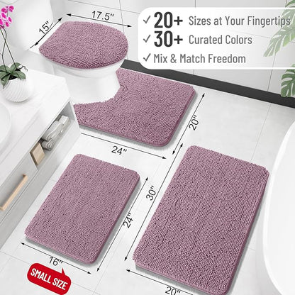 OLANLY Small Bathroom Rugs 24x16, Extra Soft Absorbent Chenille Bath Rugs, Rubber Backing Quick Dry, Machine Washable Bath Mats for Bathroom Floor, Tub and Shower, Home Decor Accessories, Deep Plum