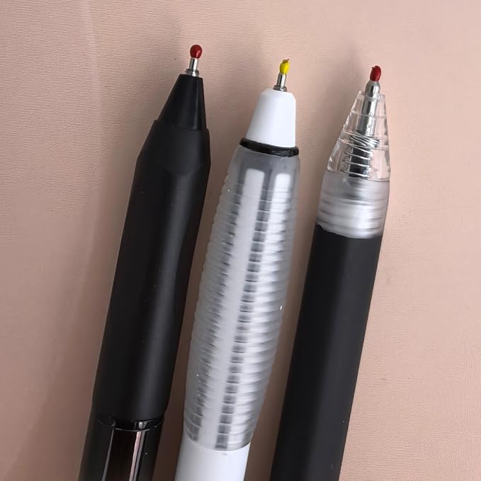 Fengtaiyuan Retractable Gel Pens, 0.5mm Black Ink ST Fine Point, Quick Dry No Smudge 3 Styles (Silent Click/Ergonomic Triangular Grip) for School Office Exam Note Taking, 12 Pack