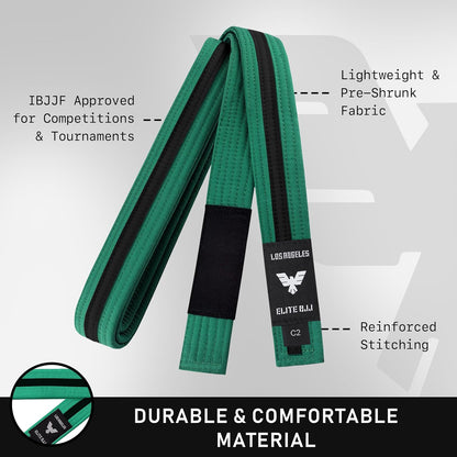 Elite Sports Kids Brazilian Jiu Jitsu Belts Preshurunk Martial Arts Youth BJJ Belts for Girls & Boys with BJJ Ranking Stripes