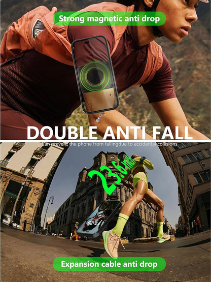 Running Phone Holder for iPhone,【Upgraded N52 Magnetic&Telescopic Anti Drop Rope】 360 ° rotatable,Armband,Wristband,Cell Phone Holder, for All Call Phone,iPhone/Sumsung/Android
