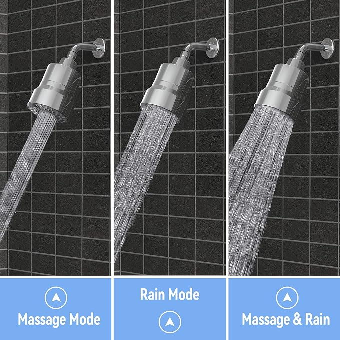 Filtered Shower Head, 3 Modes High Pressure Shower Head with 15 Stage Hard Water Filter Cartridge for Remove Chlorine and Harmful Substances