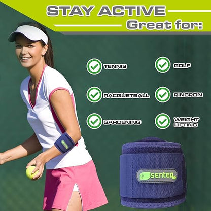 Tennis Elbow Brace: Arm Band for Tennis Elbow, Golfer Elbow and Forearm Support, Neoprene Wraps and Strap, Braces for Men and Women (Blue)